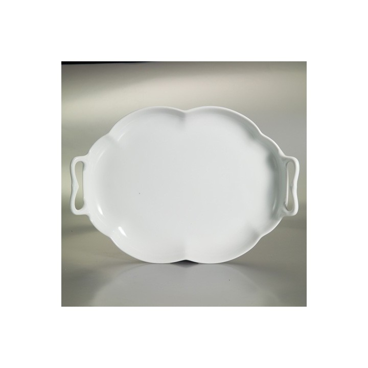 048VB   VASSOIO OVALE C/MANICI CM.32X23